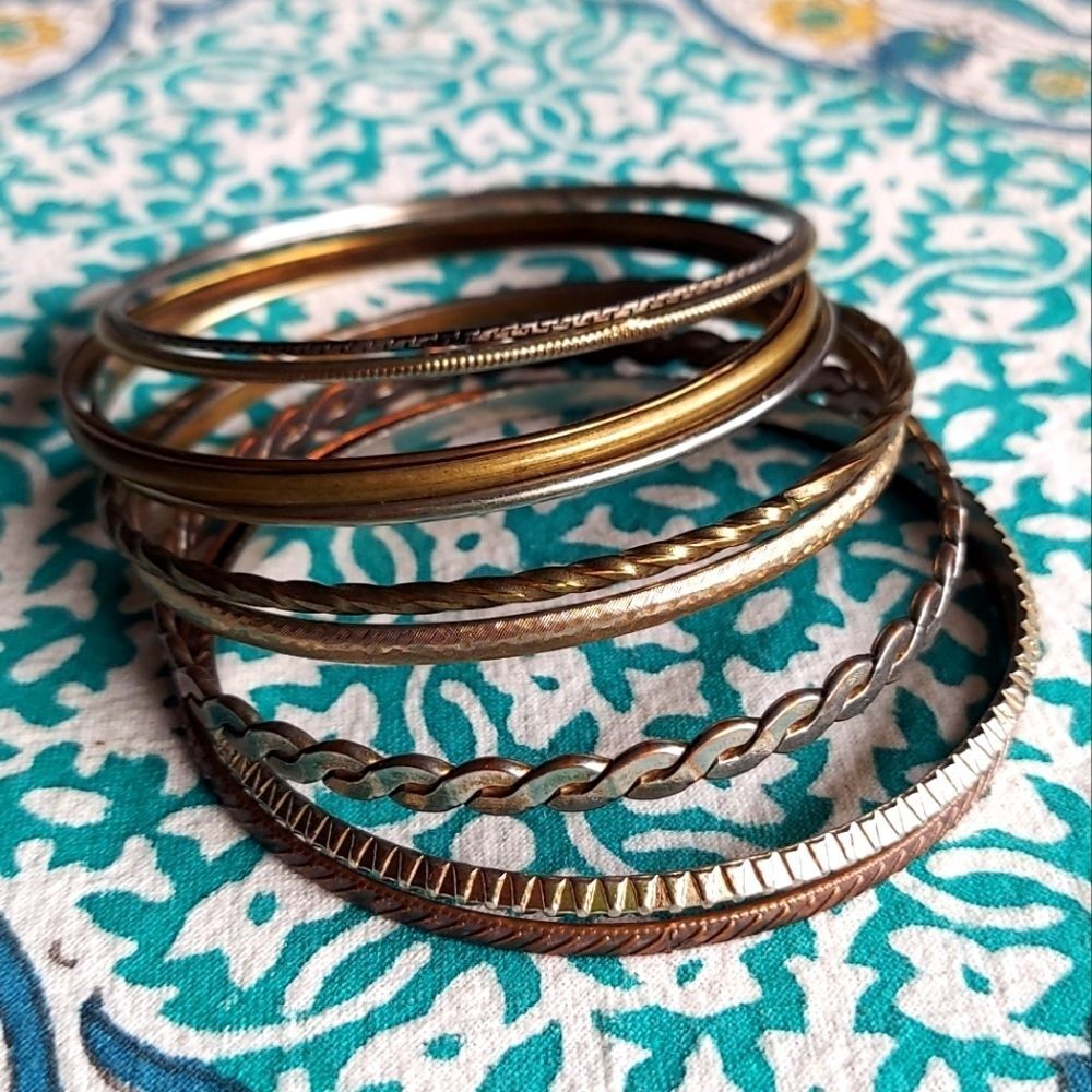 Set of 11 Brass Bangle Bracelets
